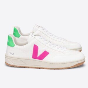 Veja V-12 B-mesh Sneaker White, Pink & Fluo Green